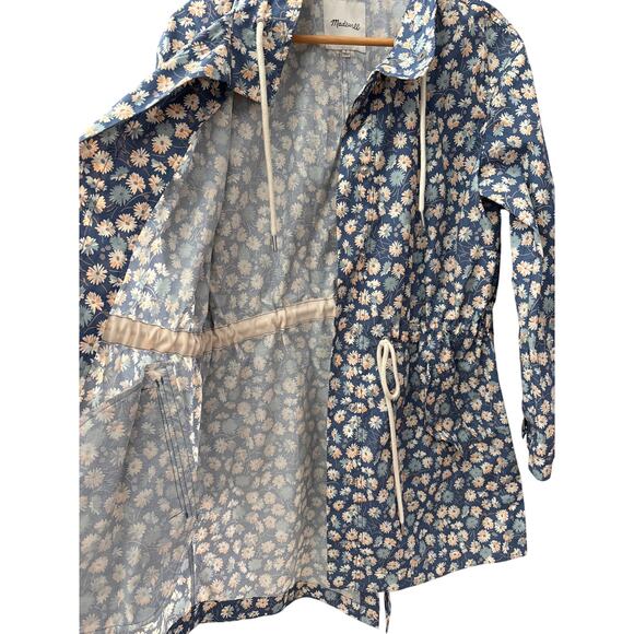 Madewell Preppy Ruffle-Neck Anorak Raincoat French Floral Blue Moon Size Smalll - Picture 10 of 14